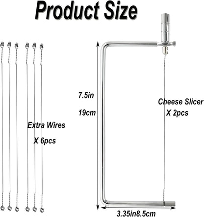 Cheese Cutter Board Accessories Kitchen Knife Marble Block Cheese Slicer Stainless Steel Components DIY for Making Giftable Cheese Cutting Boards with Hardware Cheese Slicer Kit,(2Slicer+8Wires)7in