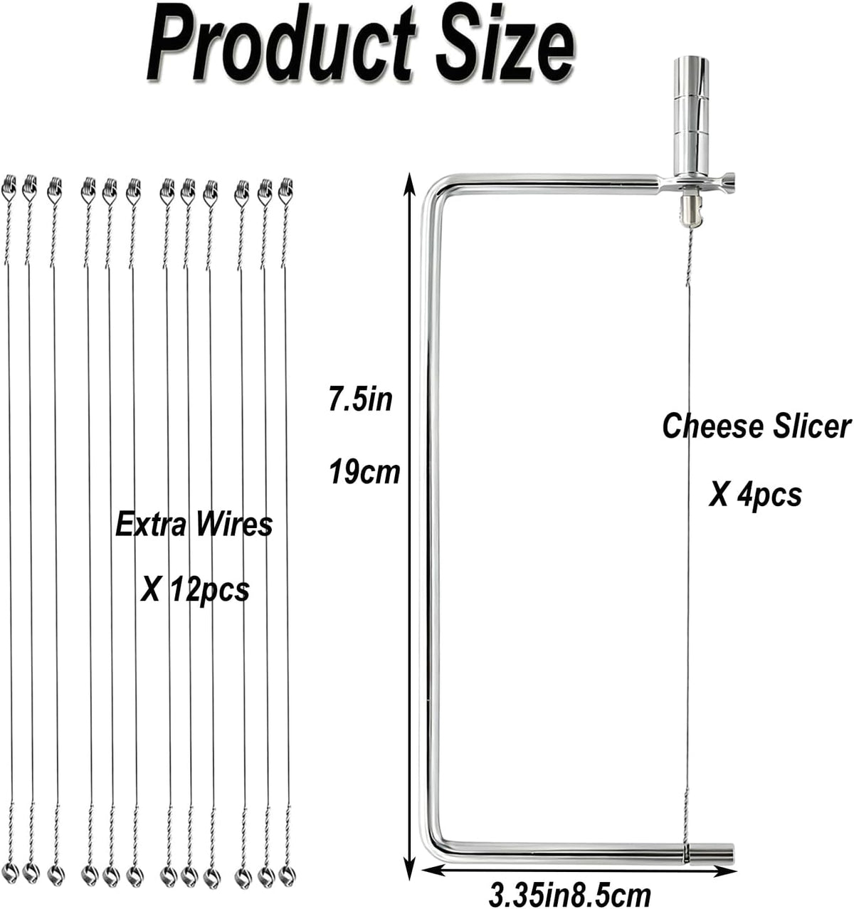 Cheese Cutter Board Accessories Kitchen Knife Marble Block Cheese Slicer Stainless Steel Components DIY for Making Giftable Cheese Cutting Boards with Hardware Cheese Slicer Kit,(2Slicer+8Wires)7in