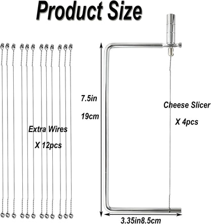 Cheese Cutter Board Accessories Kitchen Knife Marble Block Cheese Slicer Stainless Steel Components DIY for Making Giftable Cheese Cutting Boards with Hardware Cheese Slicer Kit,(2Slicer+8Wires)7in