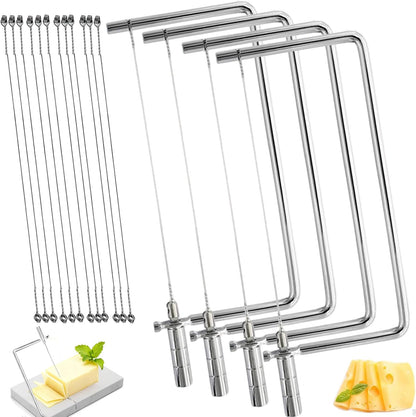 Cheese Cutter Board Accessories Kitchen Knife Marble Block Cheese Slicer Stainless Steel Components DIY for Making Giftable Cheese Cutting Boards with Hardware Cheese Slicer Kit,(2Slicer+8Wires)7in