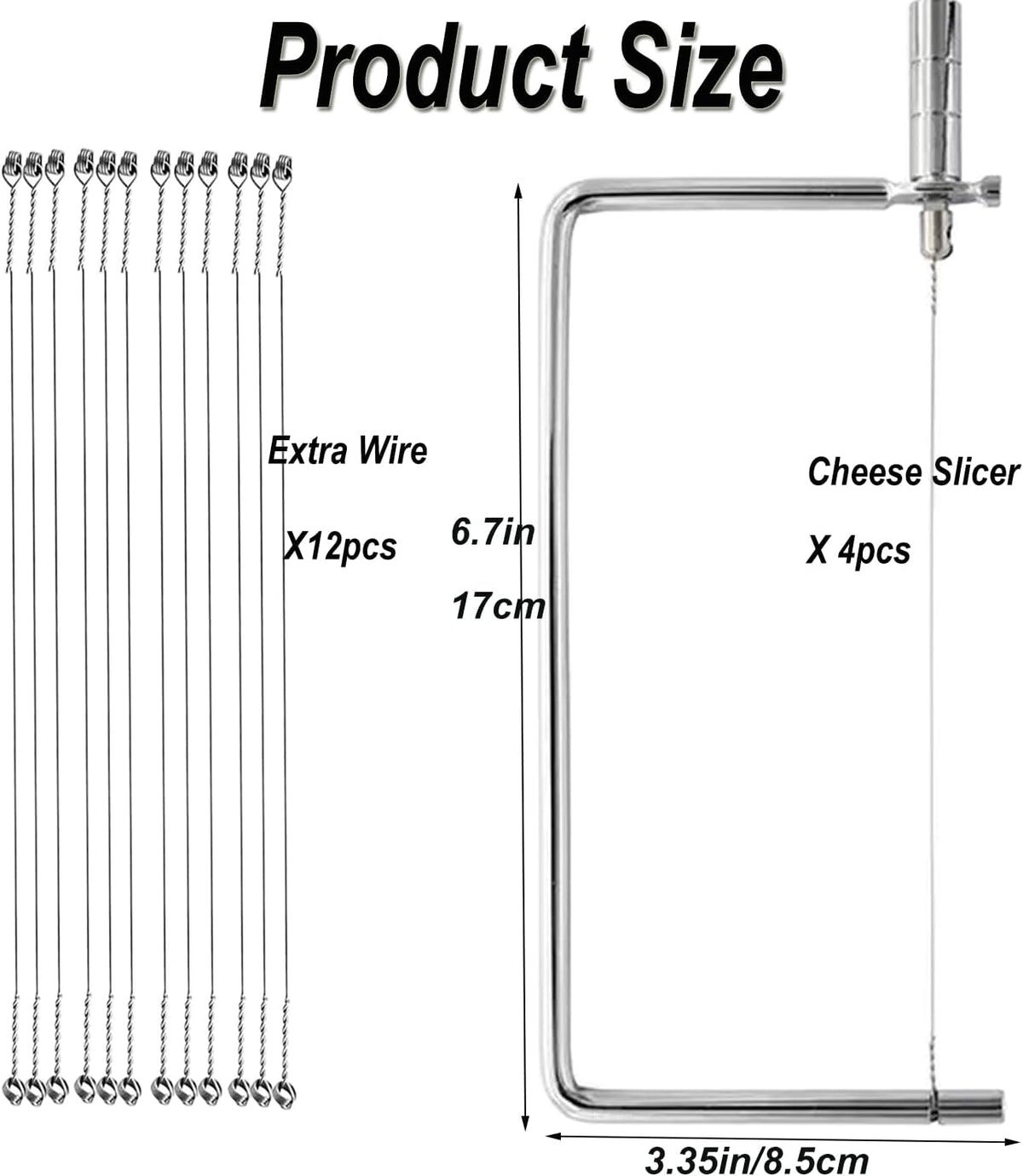 Cheese Cutter Board Accessories Kitchen Knife Marble Block Cheese Slicer Stainless Steel Components DIY for Making Giftable Cheese Cutting Boards with Hardware Cheese Slicer Kit,(2Slicer+8Wires)7in