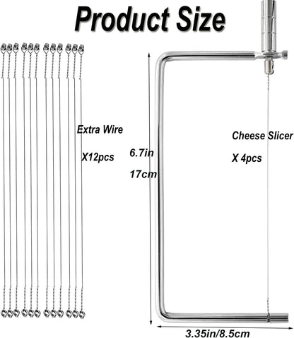 Cheese Cutter Board Accessories Kitchen Knife Marble Block Cheese Slicer Stainless Steel Components DIY for Making Giftable Cheese Cutting Boards with Hardware Cheese Slicer Kit,(2Slicer+8Wires)7in