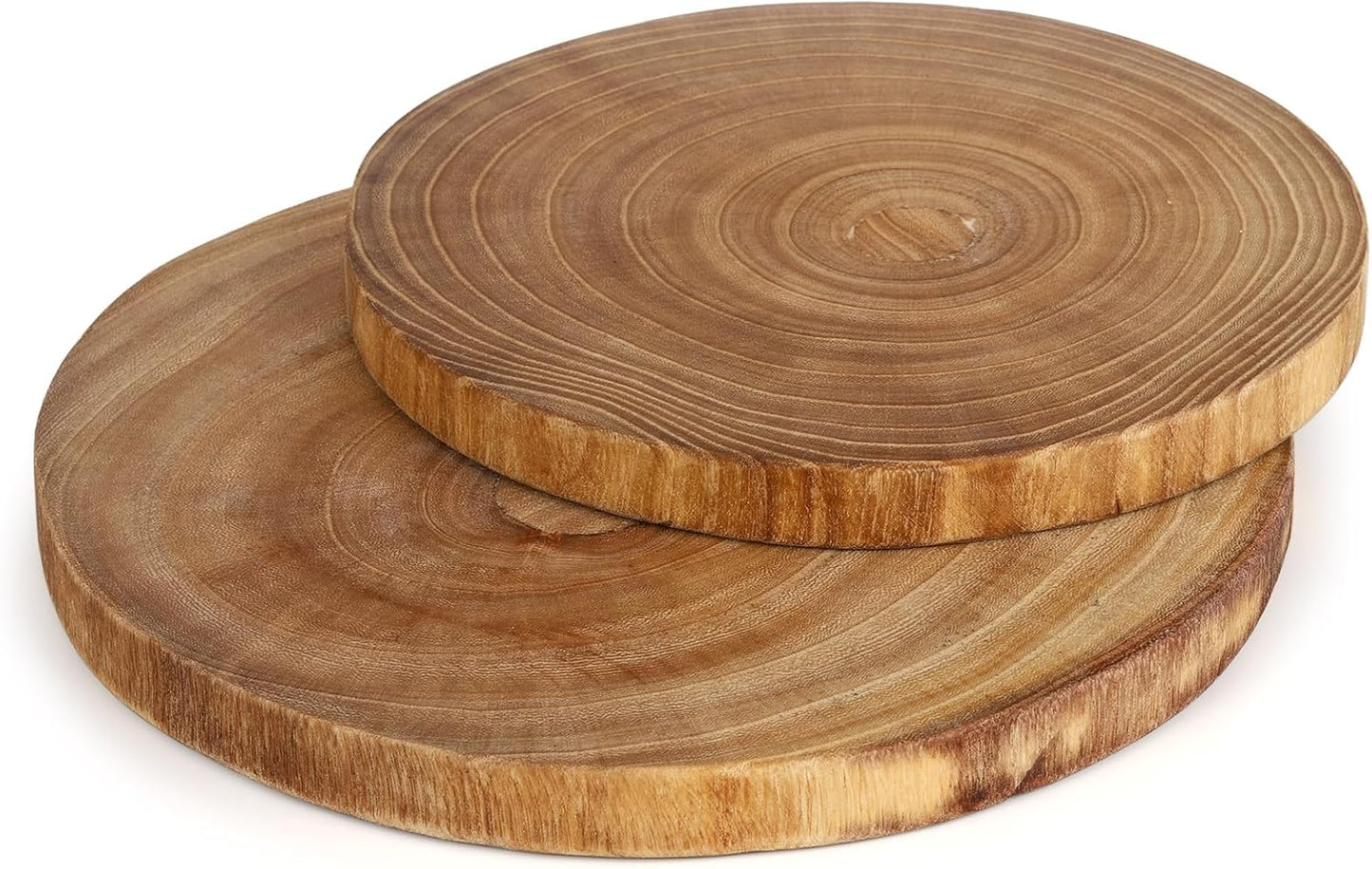 2 Pack Large Wood Slab Serving Board, 9"-10"/11"-12" Wood Cheese Server Round Board, Wooden Slices for Table Centerpieces