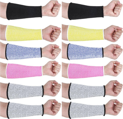 6 Pairs Arm Protection Sleeves Level 5 Protection Cut Burn Resistant Sleeve Anti Abrasion Forearm Cover Protector Arm Guard for Men Women (21cm/8.3 Inch, Black, Grey, Blue, Pink, Yellow)