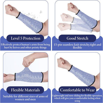 6 Pairs Arm Protection Sleeves Level 5 Protection Cut Burn Resistant Sleeve Anti Abrasion Forearm Cover Protector Arm Guard for Men Women (21cm/8.3 Inch, Black, Grey, Blue, Pink, Yellow)