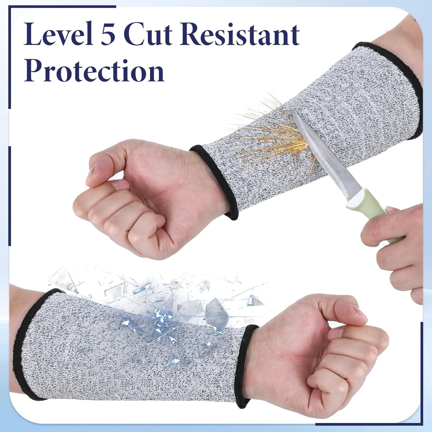 6 Pairs Arm Protection Sleeves Level 5 Protection Cut Burn Resistant Sleeve Anti Abrasion Forearm Cover Protector Arm Guard for Men Women (21cm/8.3 Inch, Black, Grey, Blue, Pink, Yellow)