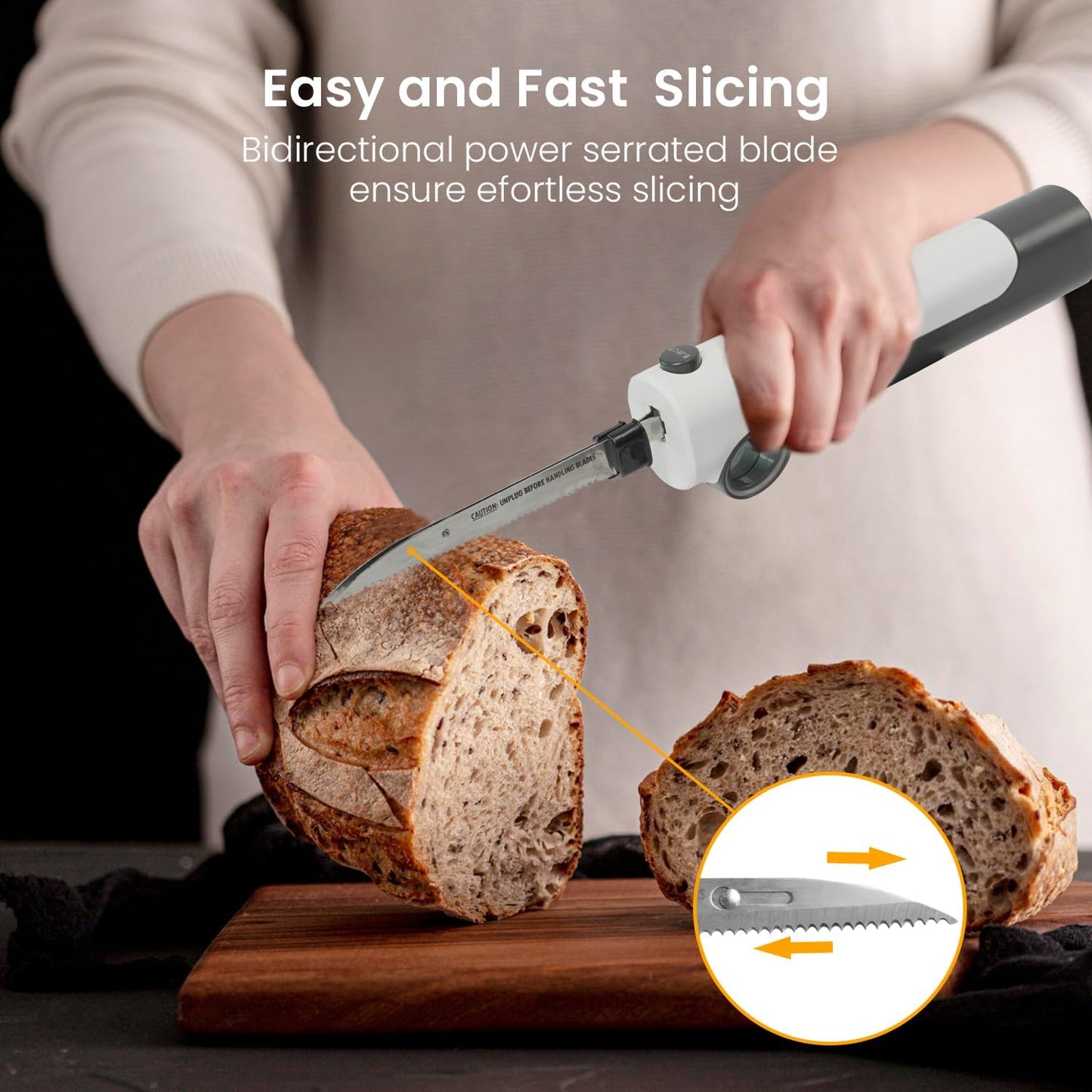 Cordless Electric Knife Rechargeable, Electric Carving Knife for Carving Meats, Poultry, Bread, Crafting Foam, Serving Fork Included