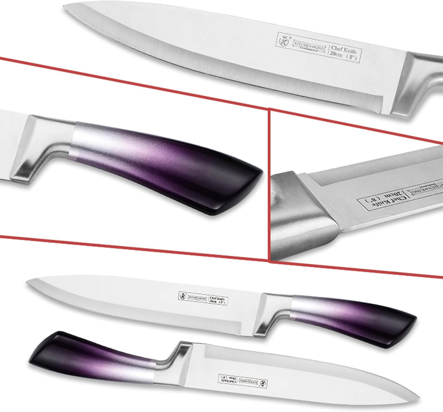 9Pcs Elegant Purple Kitchen Knife Set with Rotation Block,Gift for Women | Knife Set Non Rust Sharp Stainless Steel Chef Knives,Ergonomical Handle,Modern Kitchen