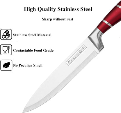 9Pcs Elegant Purple Kitchen Knife Set with Rotation Block,Gift for Women | Knife Set Non Rust Sharp Stainless Steel Chef Knives,Ergonomical Handle,Modern Kitchen