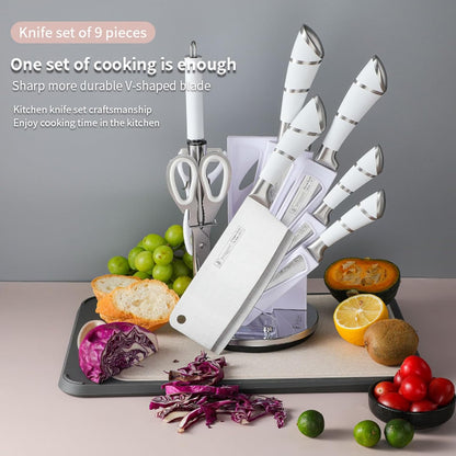 9Pcs Elegant Purple Kitchen Knife Set with Rotation Block,Gift for Women | Knife Set Non Rust Sharp Stainless Steel Chef Knives,Ergonomical Handle,Modern Kitchen