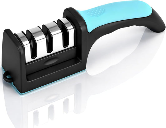 Premium 3-Stage Knife Sharpener | Professional Repair, Restore & Polish for Kitchen Knives, Razor Sharp in Seconds, with Ergonomic Grip for Perfect Control