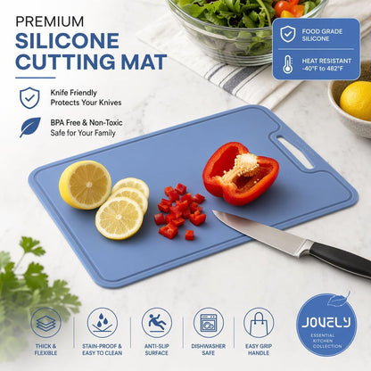 Silicone Cutting Board, 11.8 x 9 In, BPA-Free Flexible Chopping Mat(Blue)