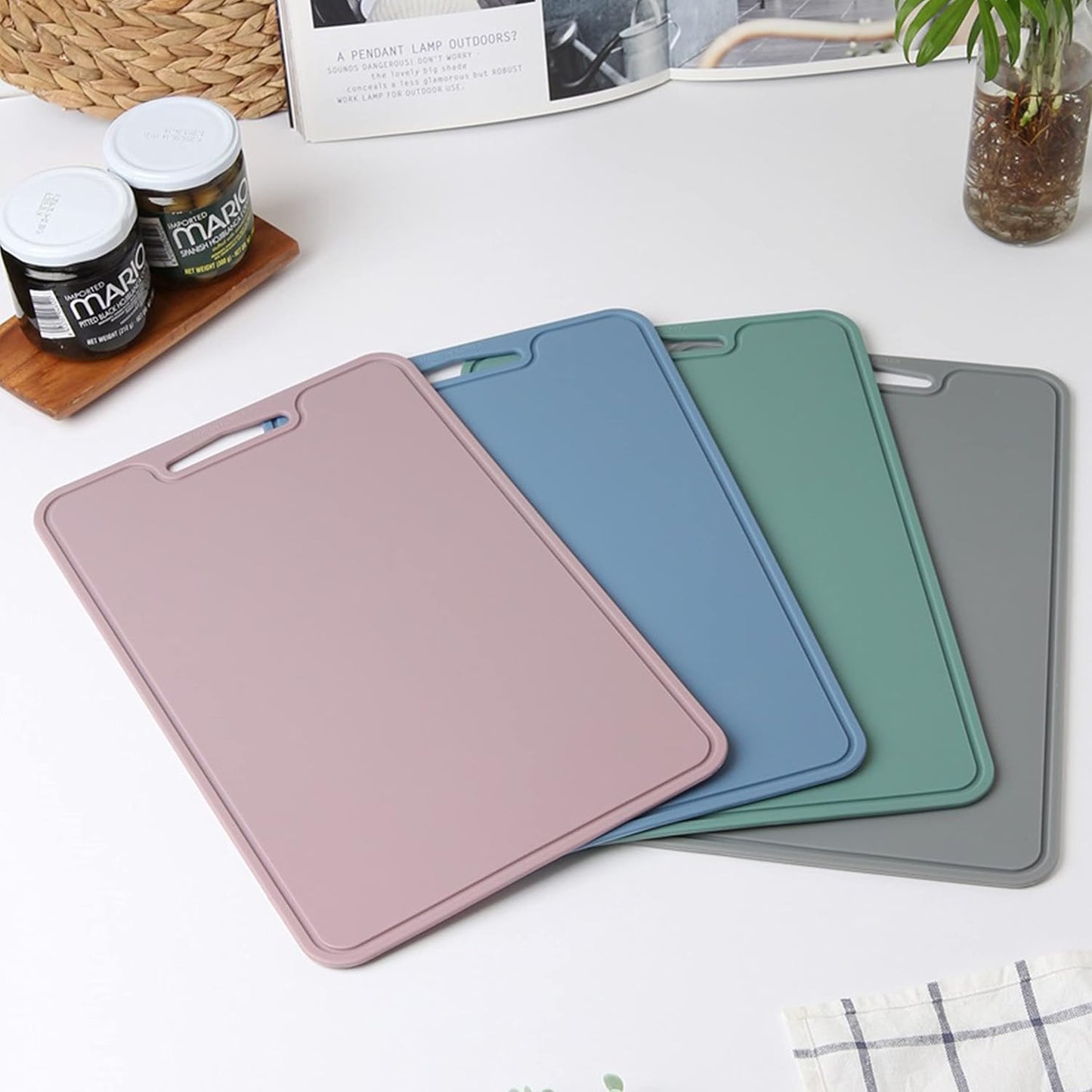 Silicone Cutting Board, 11.8 x 9 In, BPA-Free Flexible Chopping Mat(Blue)