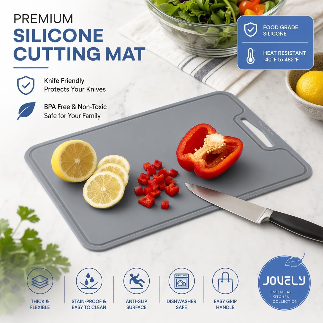 Silicone Cutting Board, 11.8 x 9 In, BPA-Free Flexible Chopping Mat(Blue)