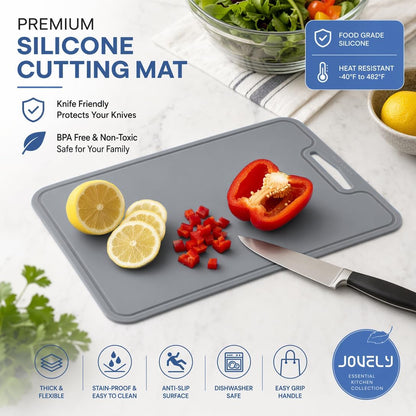 Silicone Cutting Board, 11.8 x 9 In, BPA-Free Flexible Chopping Mat(Blue)