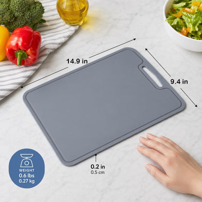 Silicone Cutting Board, 11.8 x 9 In, BPA-Free Flexible Chopping Mat(Blue)