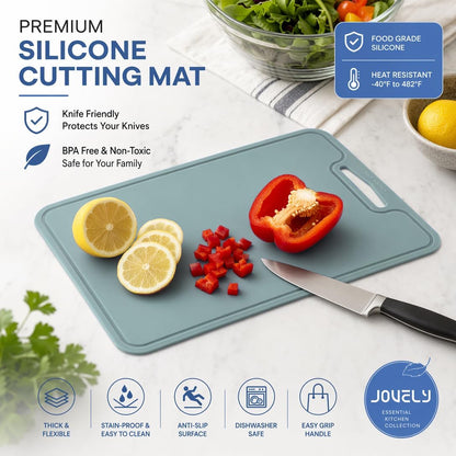 Silicone Cutting Board, 11.8 x 9 In, BPA-Free Flexible Chopping Mat(Blue)