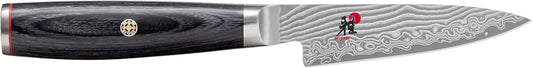 Kaizen II Japanese 3.5-inch Paring Knife, Essential Kitchen Knife, Black Pakkawood Handle, 48-Layer Flower Damascus Pattern, Handrafted in Seki, Japan