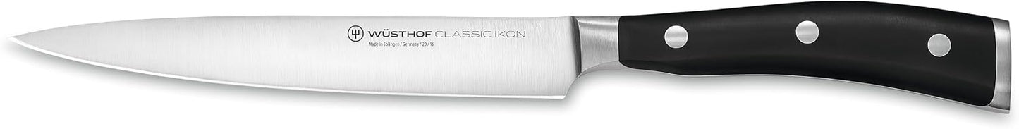 WÜSTHOF Classic IKON 5" Serrated Utility Knife, Black