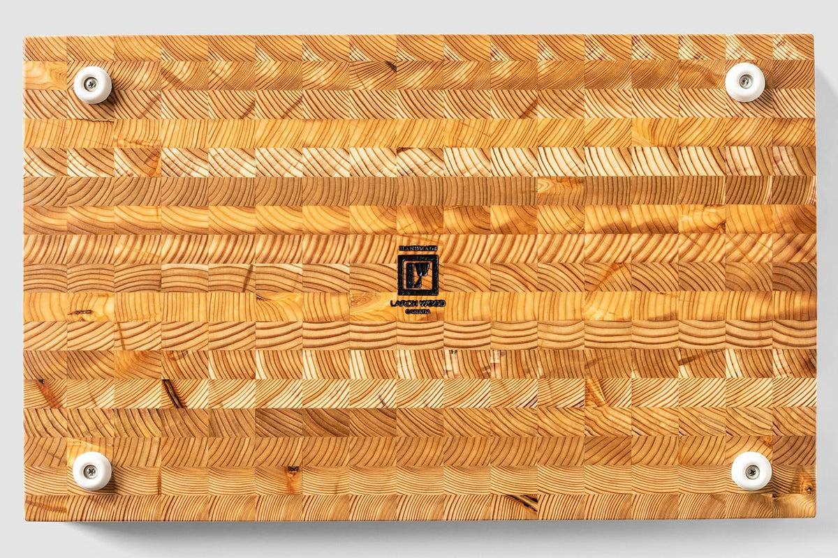 Larch Wood Canada End Grain Large Cutting Board, Standard Line, Handcrafted for Professional Chefs & Home Cooking, 21-5/8" x 13" x 1-3/4"