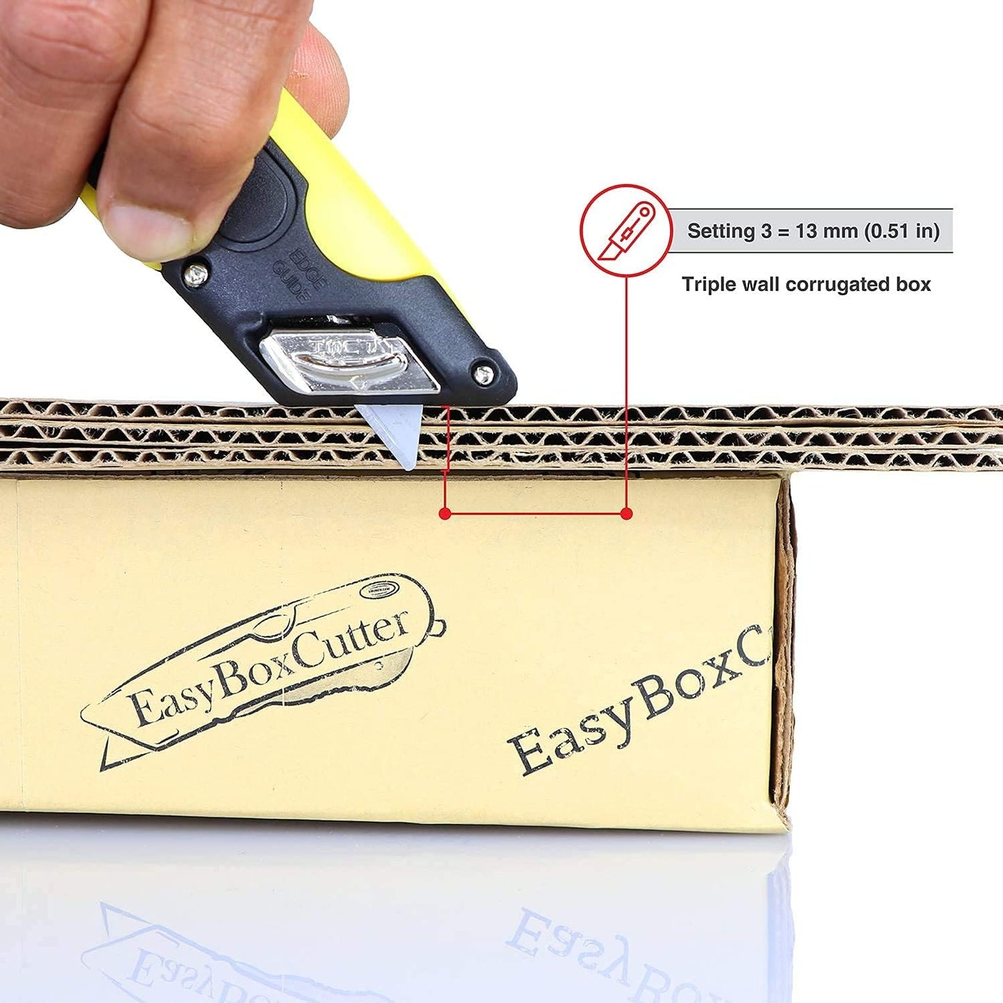 EasyCut 2000 Safe Retractable Box Cutting Utility Knife, Yellow, 09700