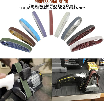 45 Pcs 1/2" x 12" Replacement Sharpening Belt Kit for Official Work Sharp Knife & Tool Sharpener (WSKTS & WSKTS-KT/Mk.1 & Mk.2) - Assorted Grits (80/120/240/400/600/800/1000/2500/5000)