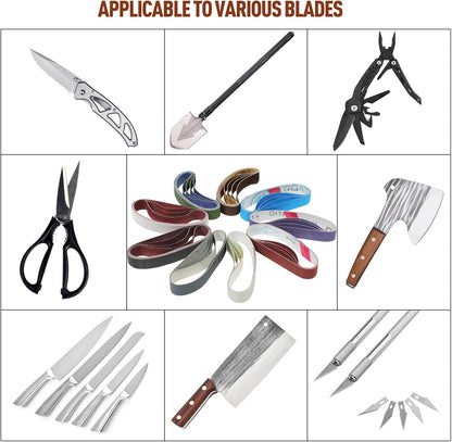 45 Pcs 1/2" x 12" Replacement Sharpening Belt Kit for Official Work Sharp Knife & Tool Sharpener (WSKTS & WSKTS-KT/Mk.1 & Mk.2) - Assorted Grits (80/120/240/400/600/800/1000/2500/5000)