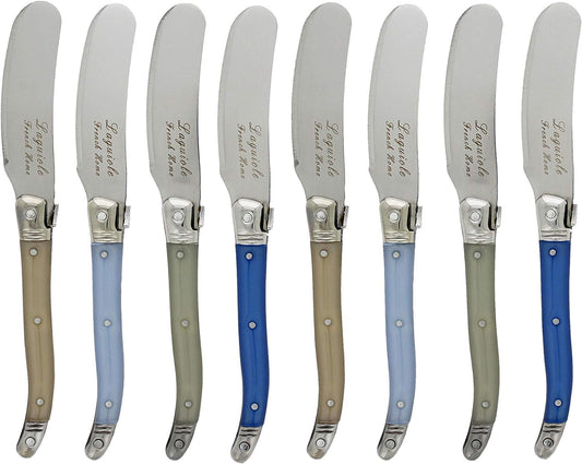 Spreaders, Set of 8, Blue and Cream