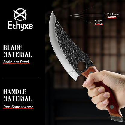 Viking Chef Knife with Premium Leather Sheath | Japanese Kitchen Knife for Meat Cutting, BBQ, Camping, Cooking, Ergonomic Handle Gift for Men