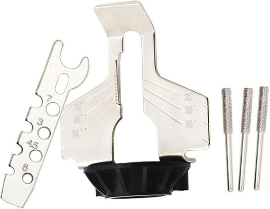 Chainsaw Sharpening Attachment Kit Rotary Tool, Chain Saw Blade Teeth Sharpener Set, Sharpening Attachment with Drill Head and Ruler for Gardening Lawn Mower Chainsaw