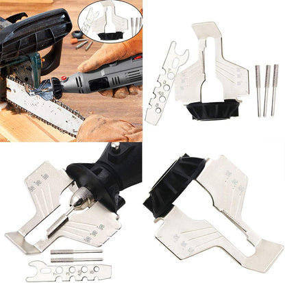 Chainsaw Sharpening Attachment Kit Rotary Tool, Chain Saw Blade Teeth Sharpener Set, Sharpening Attachment with Drill Head and Ruler for Gardening Lawn Mower Chainsaw