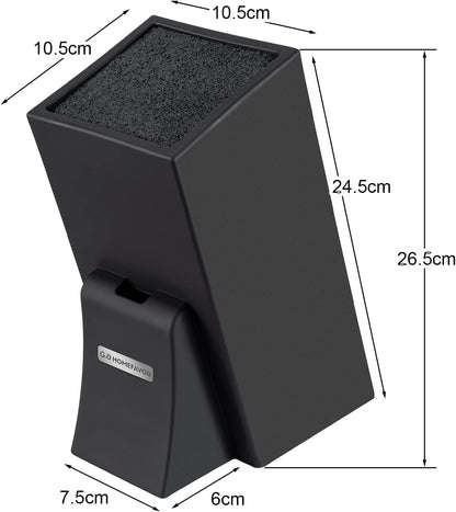 Universal Knife Block with Removable Plastic Bristles, Black | Wood Knife Organizer, Knife Holder for Kitchen Counter, Knife Storage Rack Without Knives