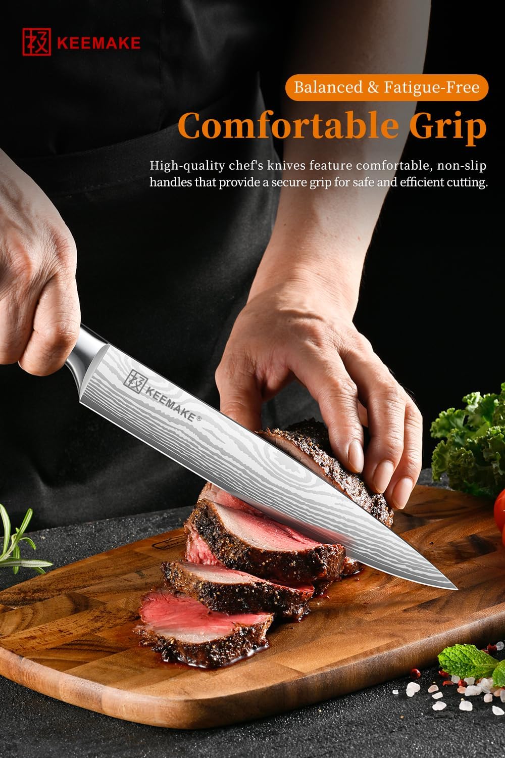 8 Inch Carving Knife - Ultra Sharp Slicing Knife High Carbon Stainless Steel Blade & Ergonomic Handle for Meat Cutting BBQ Turkey Ham Gift Box Included