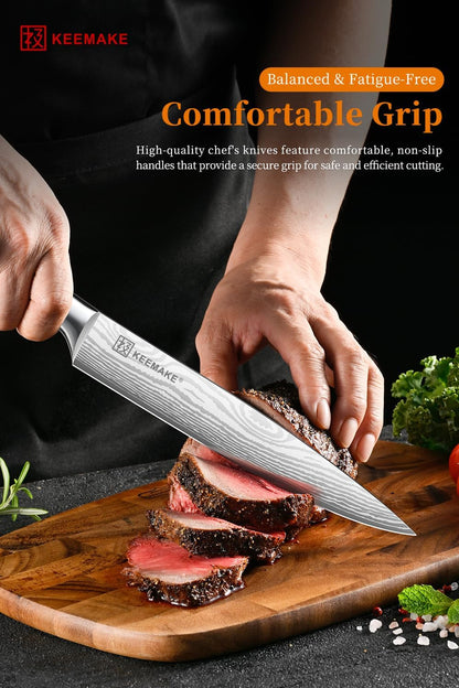 8 Inch Carving Knife - Ultra Sharp Slicing Knife High Carbon Stainless Steel Blade & Ergonomic Handle for Meat Cutting BBQ Turkey Ham Gift Box Included