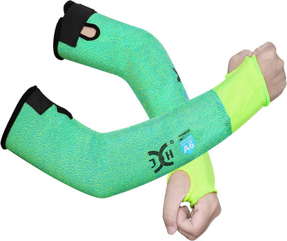 Cut Resistant Sleeves with Thumb Slot,ANSI Level A6,Arm Protection for Glass Handling,Machining,Metal Handling,18" 1pair