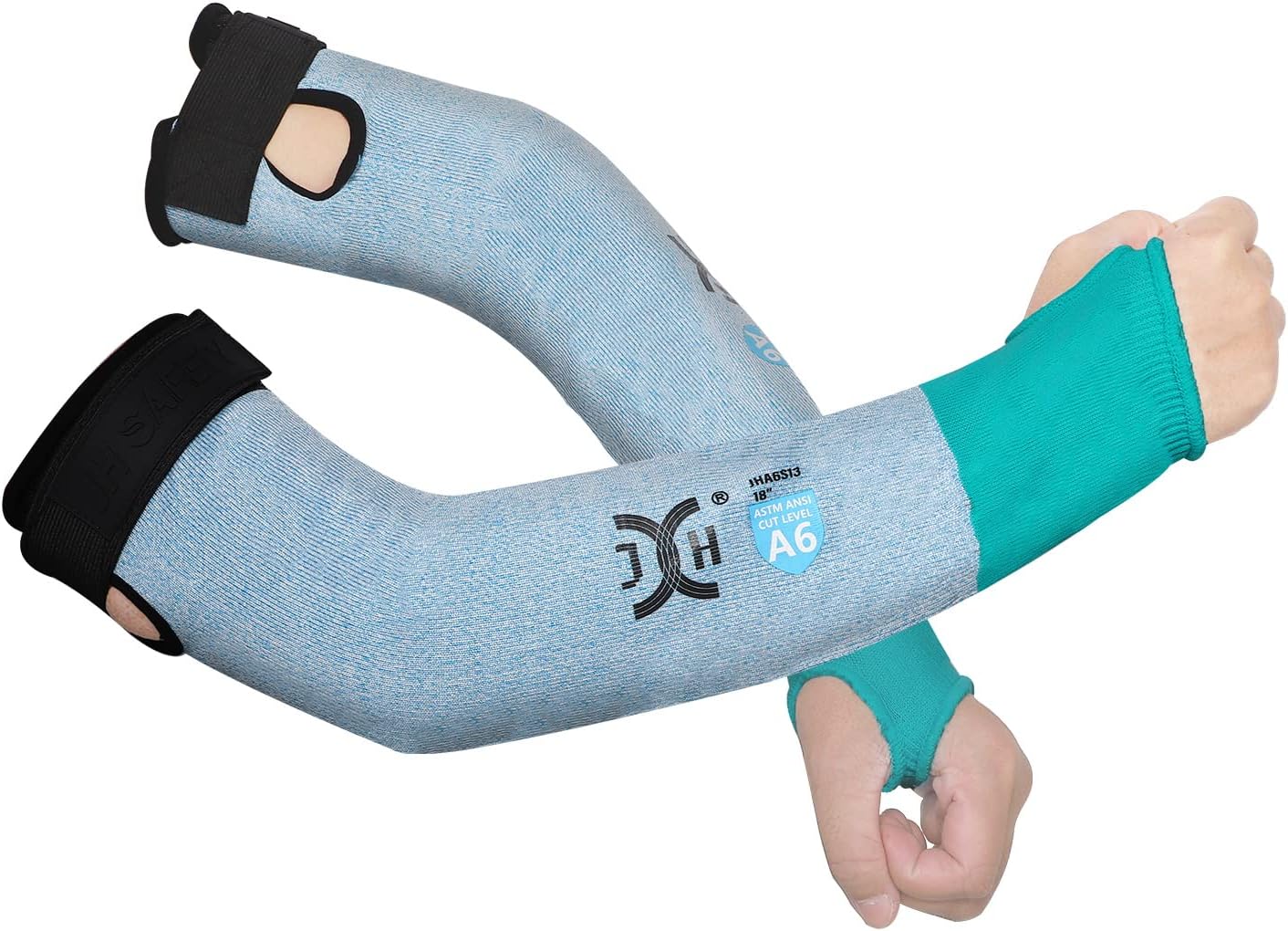 Cut Resistant Sleeves with Thumb Slot,ANSI Level A6,Arm Protection for Glass Handling,Machining,Metal Handling,18" 1pair