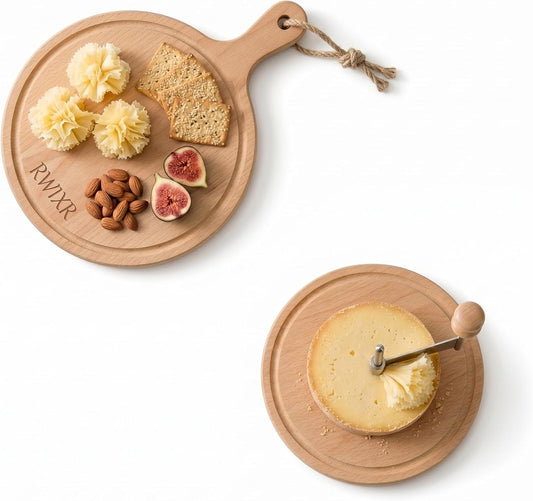 Girolle Cheese Curler Wheel – For Tête de Moine, Chocolate & Butter Curls | Sharp Blade, Solid Wood Base | Perfect for Home Entertaining & Gifting