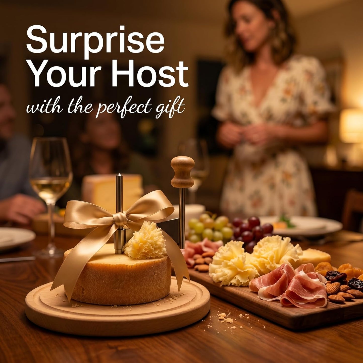 Girolle Cheese Curler Wheel – For Tête de Moine, Chocolate & Butter Curls | Sharp Blade, Solid Wood Base | Perfect for Home Entertaining & Gifting