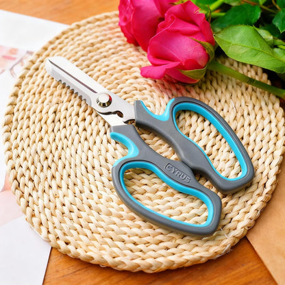 Blue Stainless Steel Floral Shears with Integrated Stab Remover | Sharp Smooth Blades Flower Scissors, Soft Anti-Slip Grips Rose Snips, Perfect For Floral Design And Daily Rose Pruning Work
