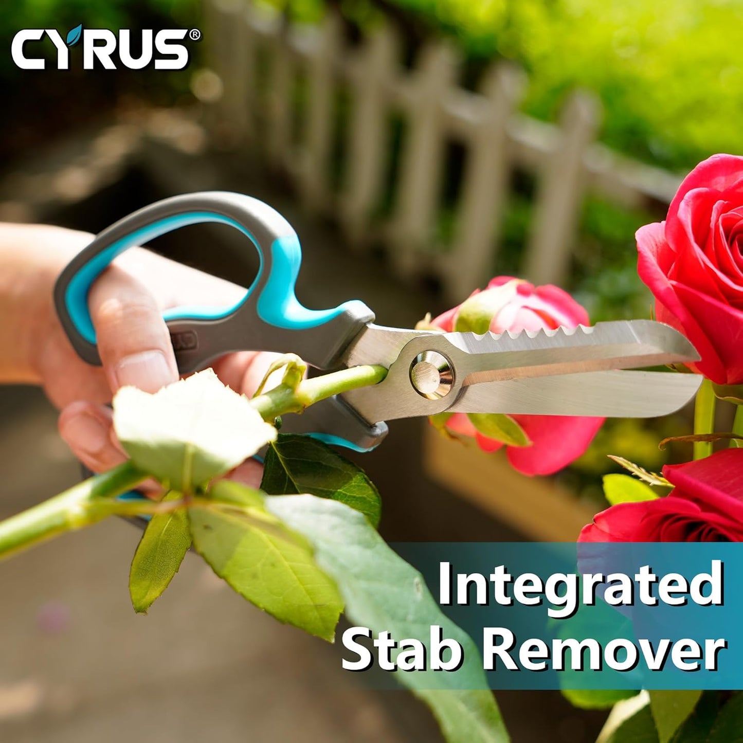 Blue Stainless Steel Floral Shears with Integrated Stab Remover | Sharp Smooth Blades Flower Scissors, Soft Anti-Slip Grips Rose Snips, Perfect For Floral Design And Daily Rose Pruning Work