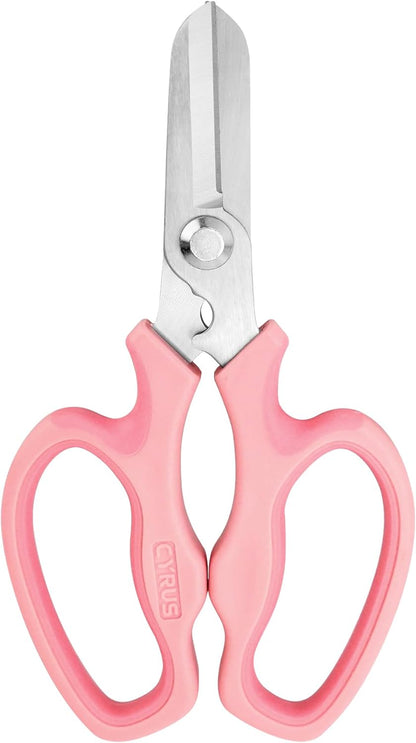 Blue Stainless Steel Floral Shears with Integrated Stab Remover | Sharp Smooth Blades Flower Scissors, Soft Anti-Slip Grips Rose Snips, Perfect For Floral Design And Daily Rose Pruning Work
