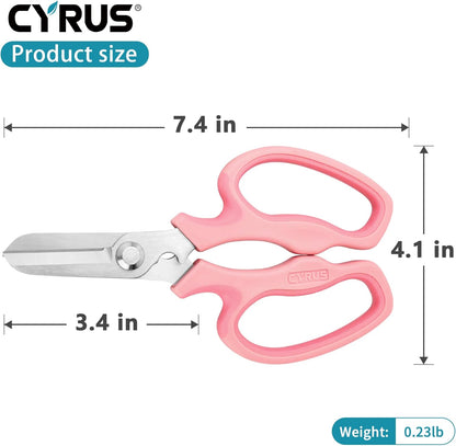 Blue Stainless Steel Floral Shears with Integrated Stab Remover | Sharp Smooth Blades Flower Scissors, Soft Anti-Slip Grips Rose Snips, Perfect For Floral Design And Daily Rose Pruning Work