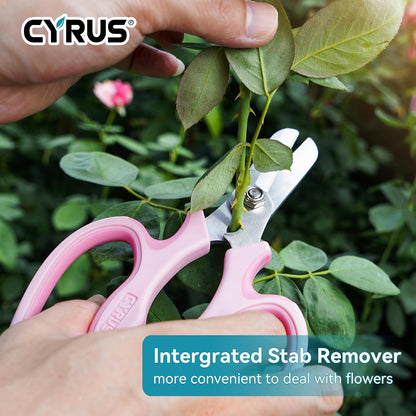 Blue Stainless Steel Floral Shears with Integrated Stab Remover | Sharp Smooth Blades Flower Scissors, Soft Anti-Slip Grips Rose Snips, Perfect For Floral Design And Daily Rose Pruning Work