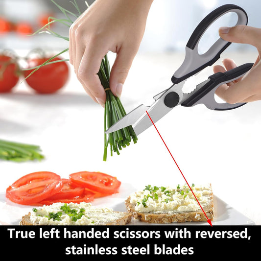 Left Handed Scissors Kitchen Shears, Meat Scissors Poultry Shears 2 Pack | All Purpose, Heavy Duty, Lefty Tools Utensils