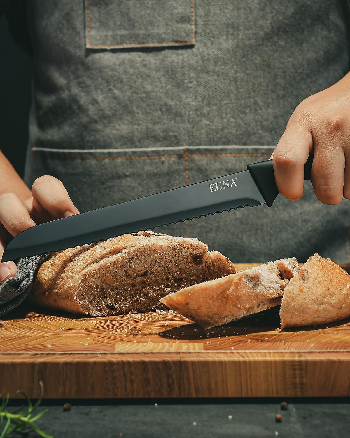 Knife Block Set, 19 PCS Kitchen Knife Set with Acrylic Block and Sharpener, German High-Carbon Stainless Steel Knife Sets with 6 Serrated Steak Knives, Bread Knife, Chef Knife, Dishwasher Safe