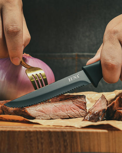 Knife Block Set, 19 PCS Kitchen Knife Set with Acrylic Block and Sharpener, German High-Carbon Stainless Steel Knife Sets with 6 Serrated Steak Knives, Bread Knife, Chef Knife, Dishwasher Safe