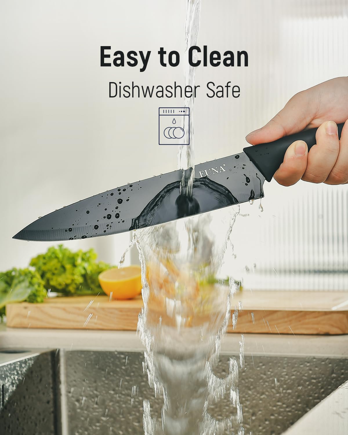 Knife Block Set, 19 PCS Kitchen Knife Set with Acrylic Block and Sharpener, German High-Carbon Stainless Steel Knife Sets with 6 Serrated Steak Knives, Bread Knife, Chef Knife, Dishwasher Safe