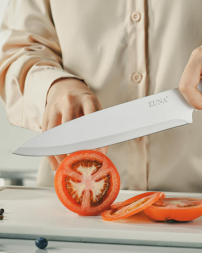 Knife Block Set, 19 PCS Kitchen Knife Set with Acrylic Block and Sharpener, German High-Carbon Stainless Steel Knife Sets with 6 Serrated Steak Knives, Bread Knife, Chef Knife, Dishwasher Safe