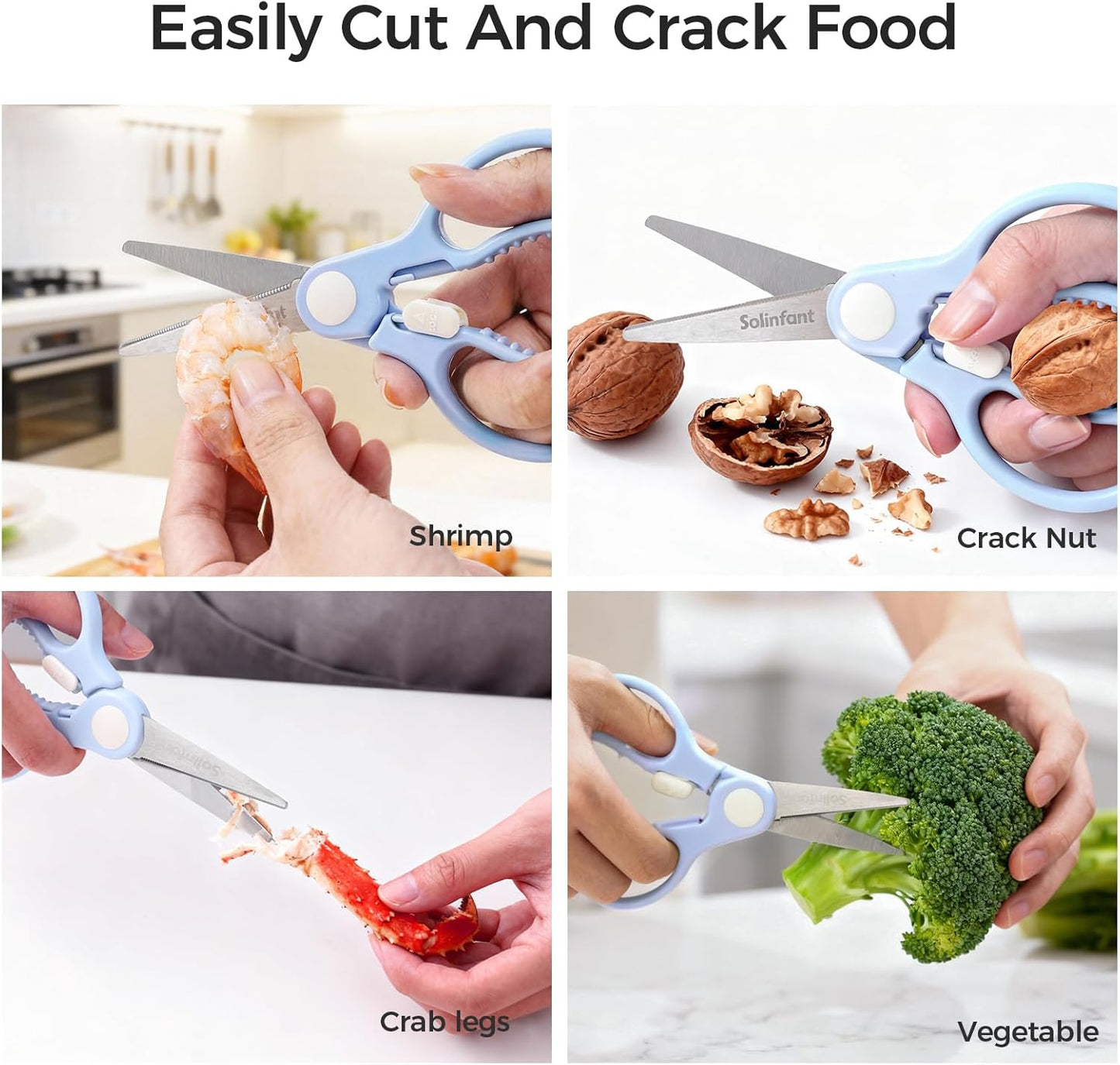Premium Stainless Steel Portable Baby Food Safety Scissors, Detachable Feeding Shears for Toddlers Infant Kids Food Cutting Meats Noodles Vegetables with Protactive Cover