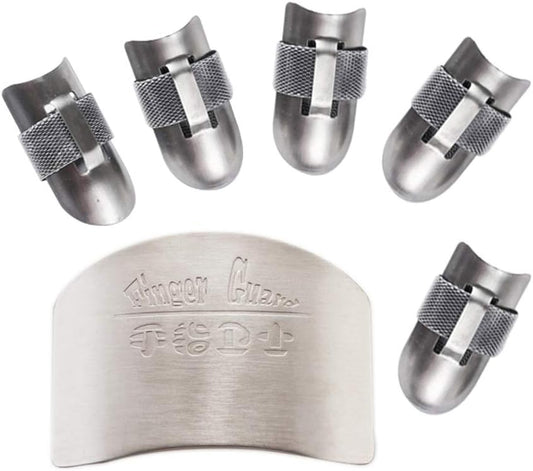 6Pcs 2 Kinds Stainless Steel Finger Guard for Cutting Vegetables Fruit, Finger Protector for Safe, Cutting Protector Avoid Hurting When Slicing Dicing, Kitchen Safe Tool